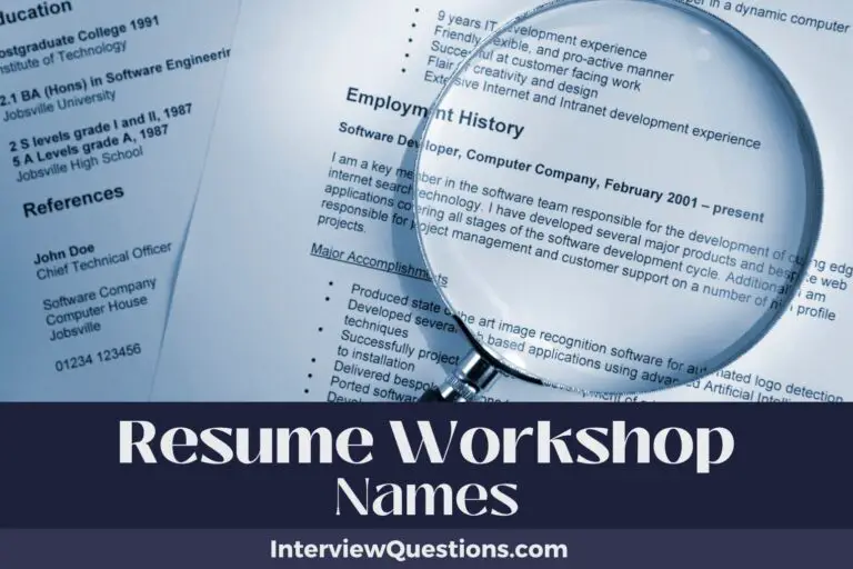 523 Resume Workshop Names To Translate Skills into Jobs
