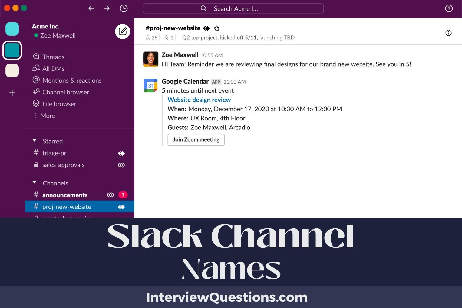 Slack Channel Names