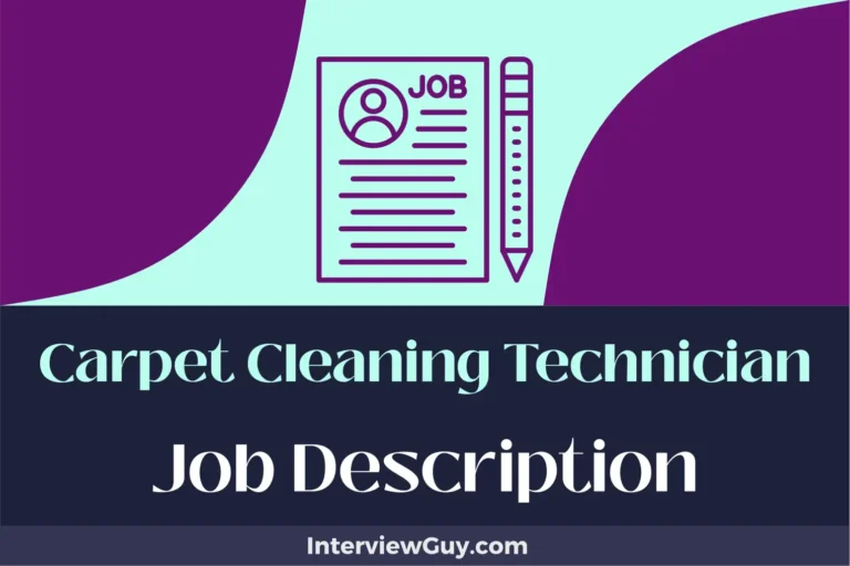Carpet Cleaning Technician Job Description [Updated for 2024]