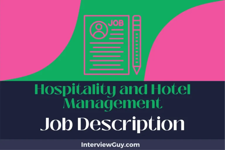 hospitality and hotel management job description