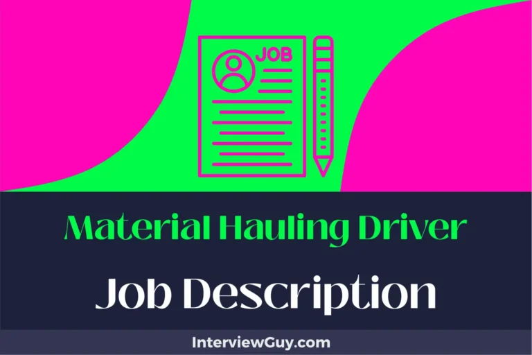 material hauling driver job description