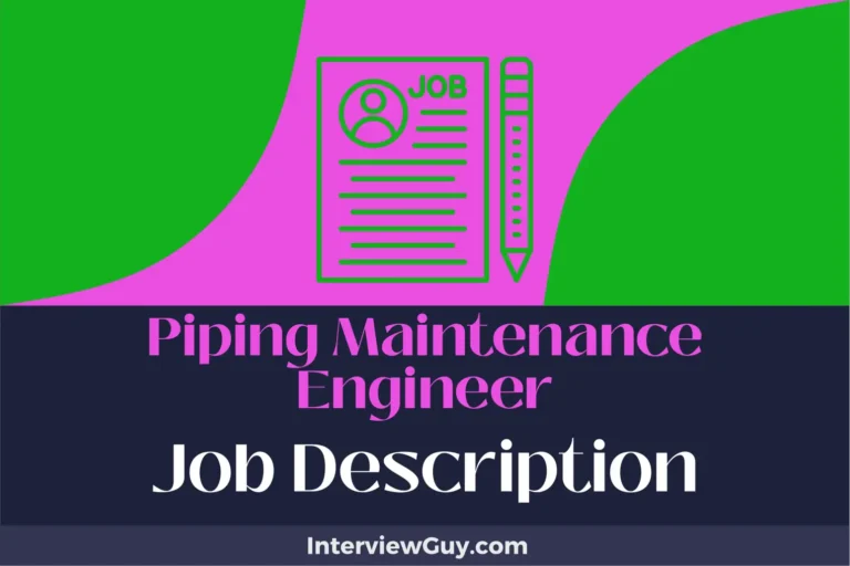 piping maintenance engineer job description