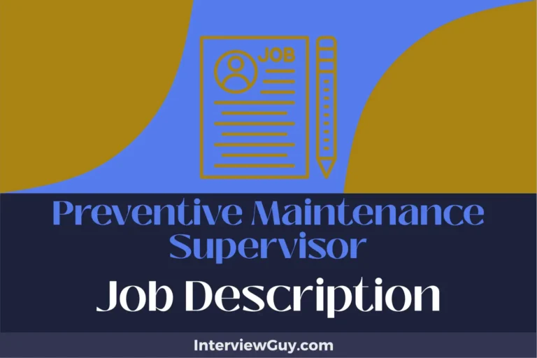 preventive maintenance supervisor job description