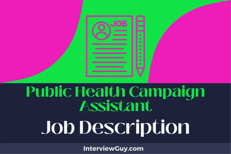 public health campaign assistant job description