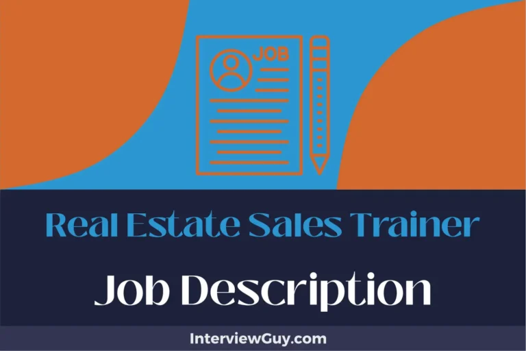 real estate sales trainer job description