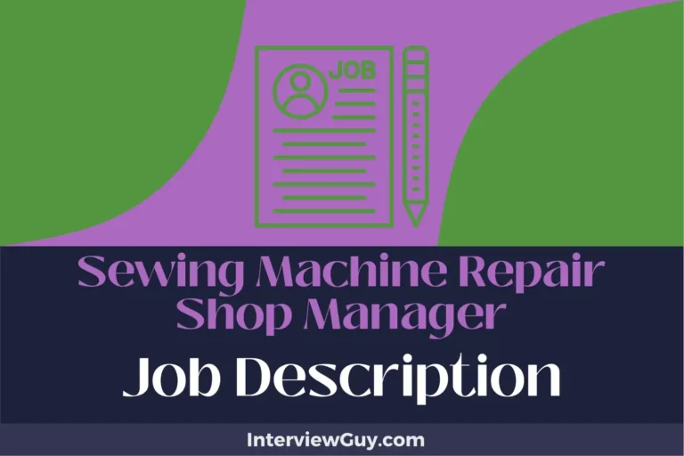 sewing machine repair shop manager job description